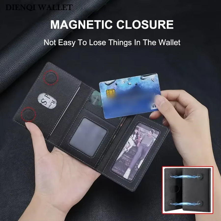 Magnetische dreifach faltbare Handy-Geldbörse aus PU-Leder in Schwarz für Apple iPhone 16, 15, 14, 13, 12 Pro Max Plus Mini als MagSafe-Kartenhalter - Bild 3
