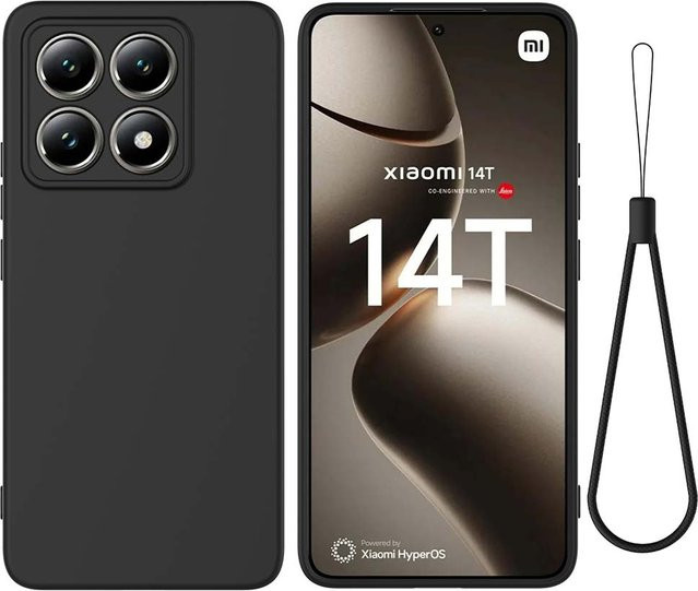 Stoßfeste Flüssigsilikon-Vollschutzhülle für Xiaomi Mi 14 Pro und 14T Ultra in Schwarz - Bild 1