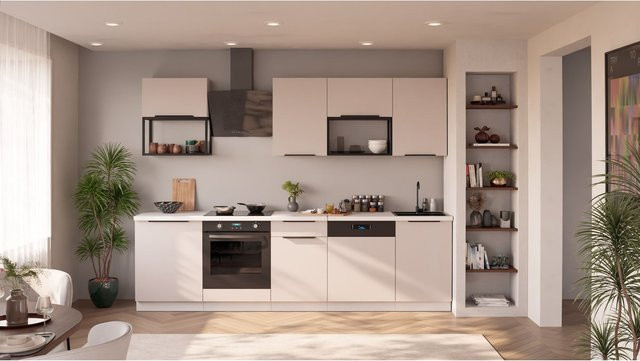 Küchenzeile COMO BASIC LOFT Einbauküche modern in Kaschmir und Weiß, Breite: 280 cm - Bild 1