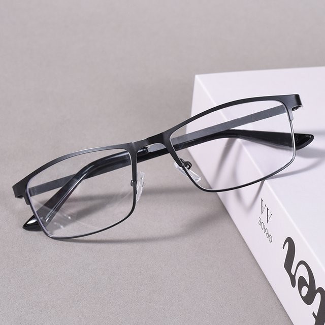 Lesebrille für Männer, Vollrand, Metall, Schwarz, Rechteckig - Bild 1