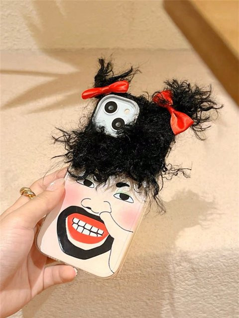 Handyhülle mit kreativem lockigem Haar Design in Schwarz für iPhone 11, 12, 13 und 15 Pro Max - Bild 1