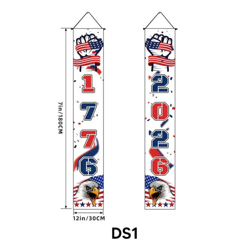 VIKAMA 250 Jahre Amerika Banner-Set 1776-2026 Patriotische Dekoration mit Bald Eagle für Tür und Veranda, B/H: 180 x 30 cm - Bild 3