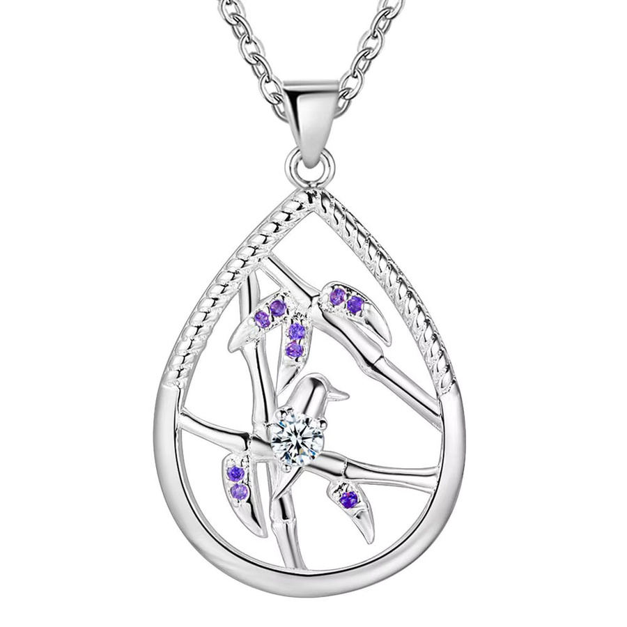 SAY Halskette 925 Sterlingsilber, Zirkon-Blätter-Anhänger, Damen - Bild 2