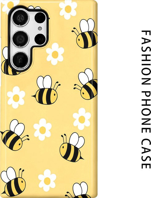 Bee Daisy Handyhülle für Samsung Galaxy S26 S25 S24 S23 S20 FE A56 A36 Ultra in Gelb mit glänzender HD Hartschalen-Folie - Bild 1