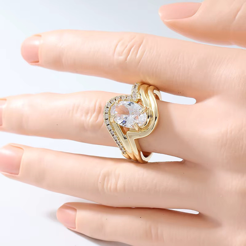 YoYo Ring, Zirkonia, Gold, Damen, Hochzeit, Verlobung - Bild 1