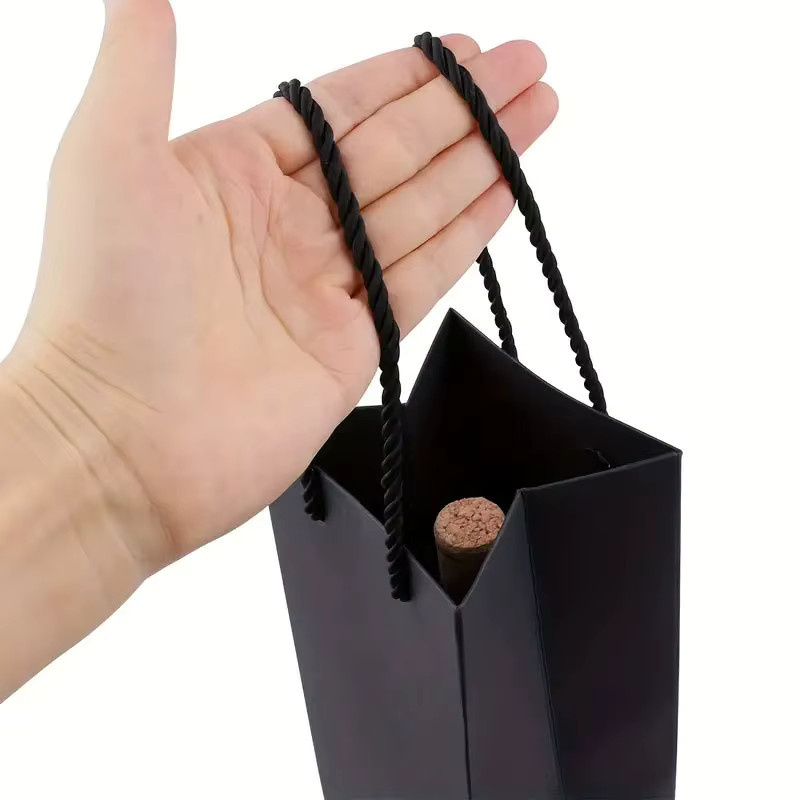 Wein-Geschenktüten aus Kraftpapier mit Kordelzug und Griffen, 10 oder 20 Stück, auslaufsicher und wiederverwendbar - Bild 4