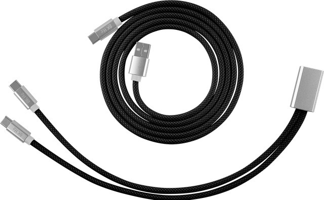 EPOMAKER Macaron PRO 2-in-1 USB-C Kabel für zwei Geräte, 1,8 m geflochtenes Kabel in Pink und Schwarz, geeignet für Gaming-Tastaturen und Mäuse - Bild 1