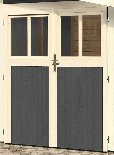 Karibu Zusatztür für Holz-Gartenhaus Kristiansund inklusive Beschläge in Terragrau - Bild 1