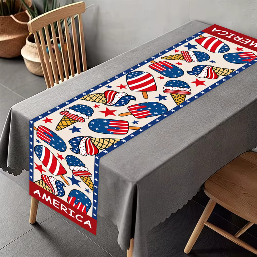 OURFETE Tischläufer Patriotisches Sternen-Design in Rot, Weiß und Blau für den Unabhängigkeitstag, Länge: 180 cm, Breite: 35 cm - Bild 2