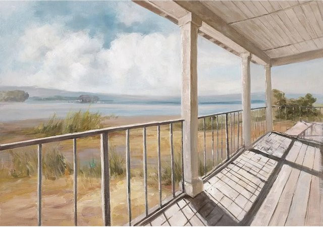 Art Universe Leinwandbild Blick von der Veranda, Mehrfarbig, Breite: 90 cm, Höhe: 120 cm - Bild 1