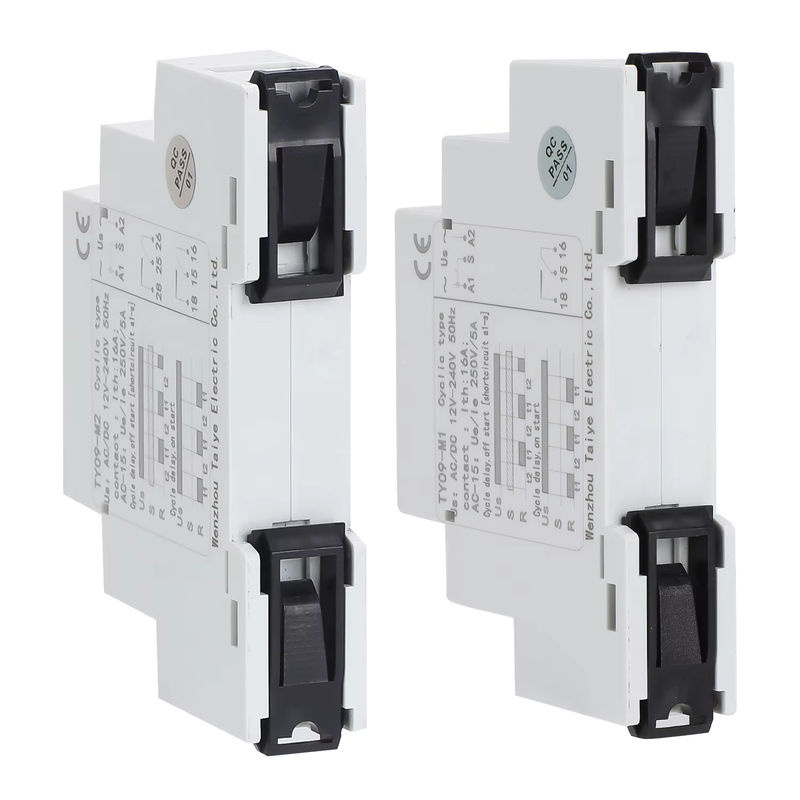 TAIYEDQ Zyklischer Verzögerungs-Zeitschaltrelais TY09-M1 M2 mit 2SPDT, 220 V, 16 A, 12 V-240 V AC/DC, 0,1 s-100 Tage, zur DIN-Schiene, Weiß - Bild 2