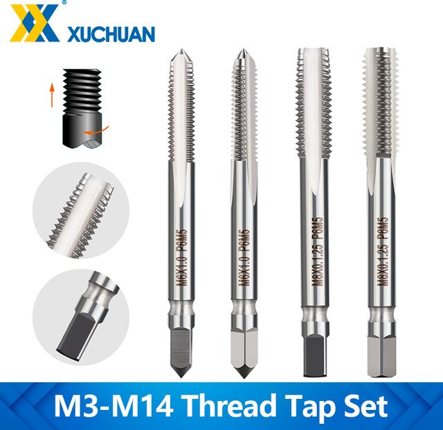xcan 2-teiliges HSS Linksgewinde-Gewindebohrer-Set in Silber mit M3 bis M14 Metrischen Maschinengewindebohrern - Bild 1