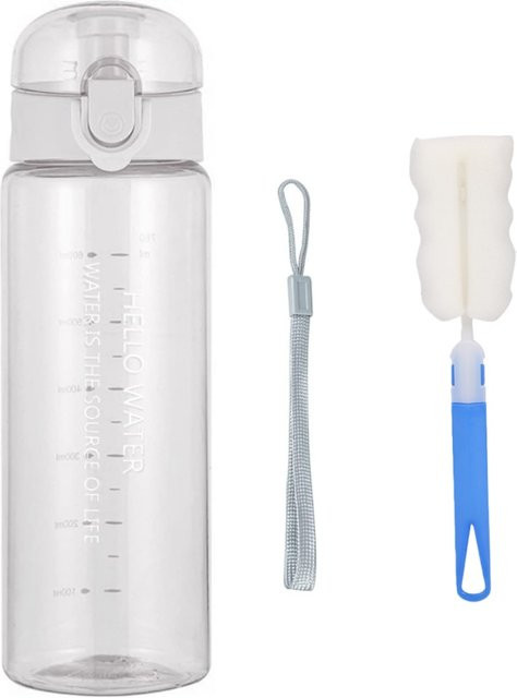 FEB.WIND Sport-Wasserflasche aus Kunststoff mit Klappdeckel und Tragegurt, transparent/schwarz, 768,8 ml - Bild 1