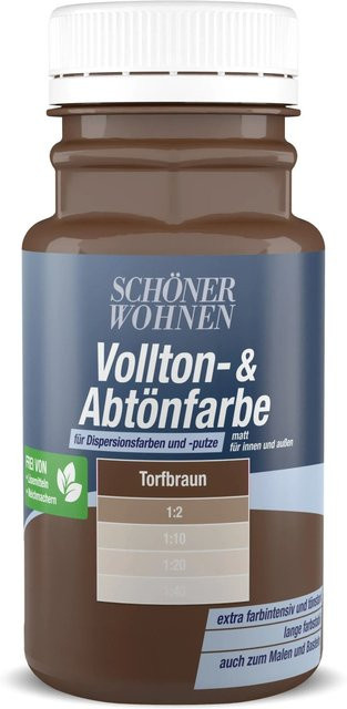 Schöner Wohnen Abtönfarbe Torfbraun Matt, Wasserbasierte Dispersionsfarbe für Gipskarton, 0,125 l - Bild 1