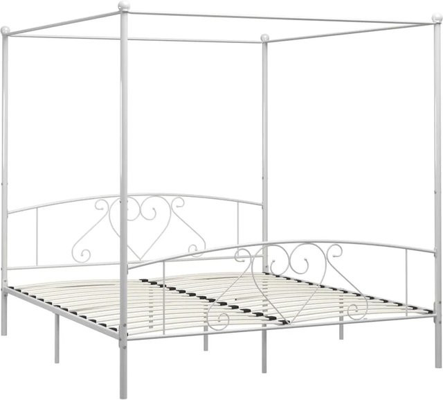 vidaXL Himmelbett-Gestell aus Metall in Weiß, B/T: 180 x 200 cm - Bild 1