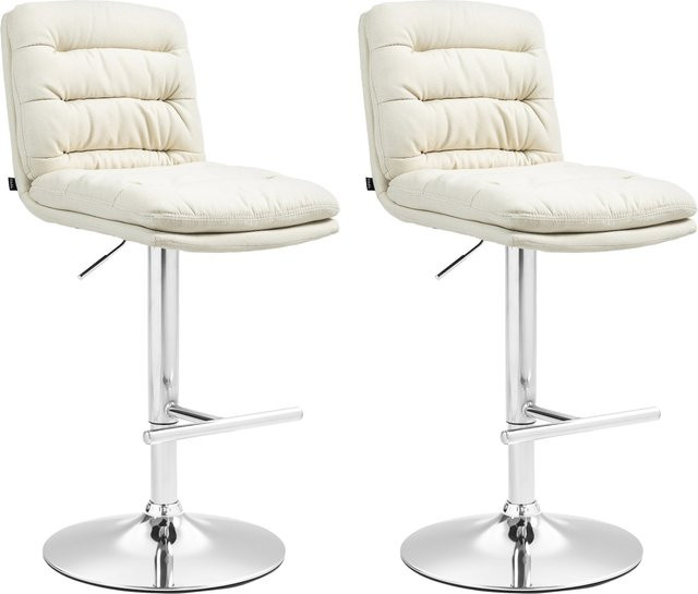 CLP 2er Set Barhocker Damar in Beige mit Stoffbezug, höhenverstellbare und drehbare Barstühle mit Rückenlehne und Fußstütze - Bild 1