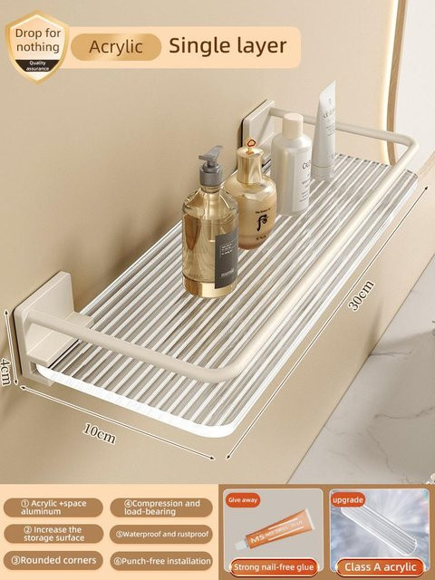 Yiran Furniture Organizer-Regal für Badezimmer als Föhn- und Glätteisenhalter, wandmontiert aus Acryl in Transparent und Weiß - Bild 1