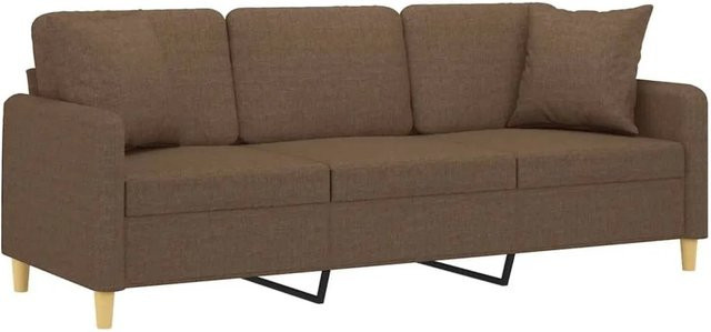 vidaXL 3-Sitzer-Sofa in Braun mit Zierkissen, modernes Design aus Stoff und Metallrahmen, Breite: 198 cm, Tiefe: 80 cm, Höhe: 77 cm - Bild 1