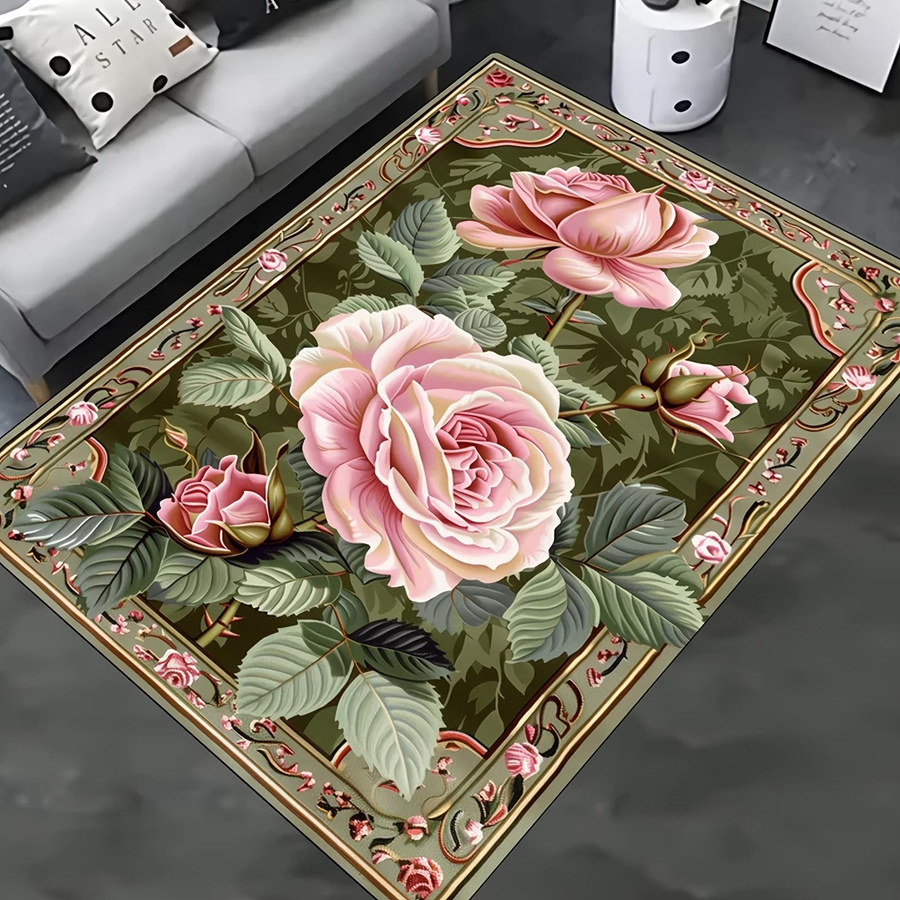 Lodestar Türvorleger im Vintage-Stil mit rosa Rosen, rutschfest und UV-beständig, B/T/H: 60 x 40 x 1 cm - Bild 2