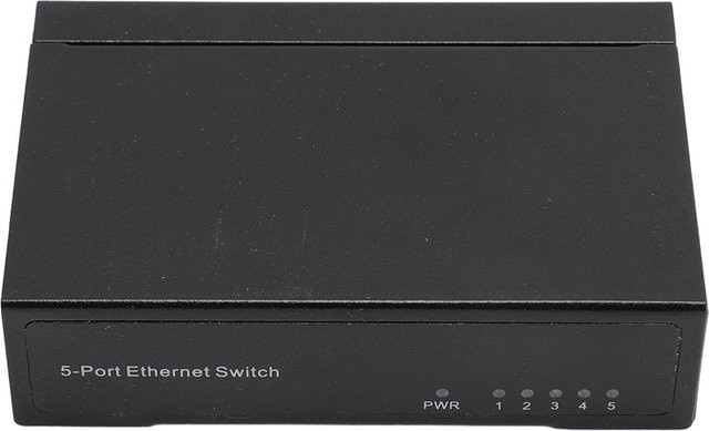 DIYelecs Gigabit Ethernet Switch mit 5 Ports, Plug and Play Netzwerk-Hub aus Metall, Schwarz - Bild 1