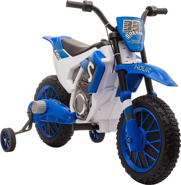 HOMCOM Kinder Elektro-Motorrad 12V, Blau-Weiß, ab 3 Jahre - Bild 1