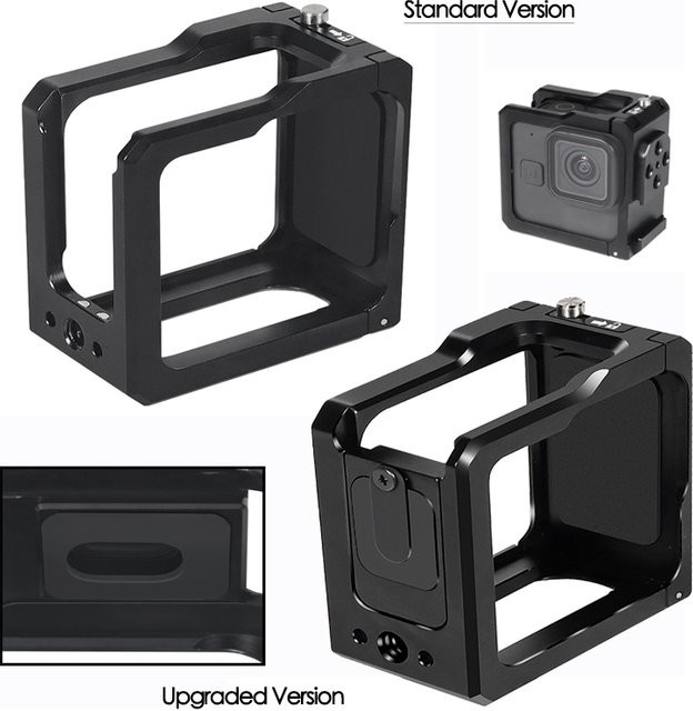 GoPro 11 Action Kamera Käfig Metall Rahmen in Schwarz mit 1/4 Zoll Kalt Schuh Licht Halter und Seitenabdeckung - Bild 1