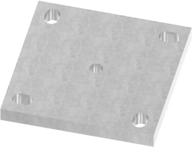 FeNau Ankerplatte aus Stahl in Silber mit Langlöchern und Mittelbohrung, B/T/H: 150 x 150 x 15 mm - Bild 1