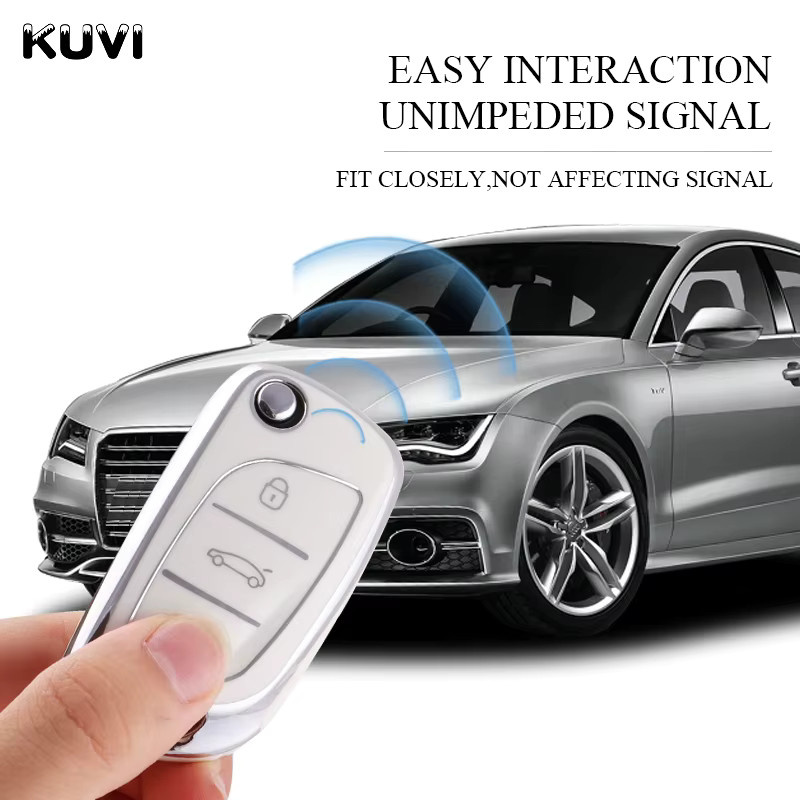 Kuvi TPU Auto Flip Schlüsselhülle für Citroen C1 C2 C3 C4 C5 XSARA PICA, Peugeot 306 407 807 und DS DS3 DS4 DS5 DS6 - Bild 4