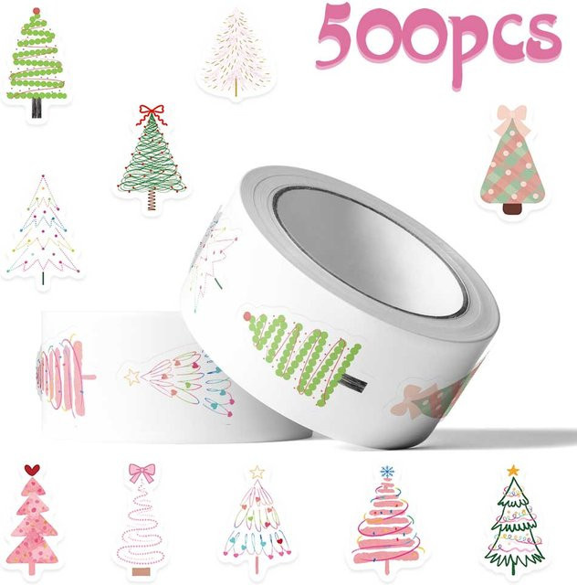 500 Stück Weihnachtsbaum-Aufkleber in Multicolour für Laptop, Sammelalbum, Gepäck und Helm als kreative DIY-Geschenke - Bild 1