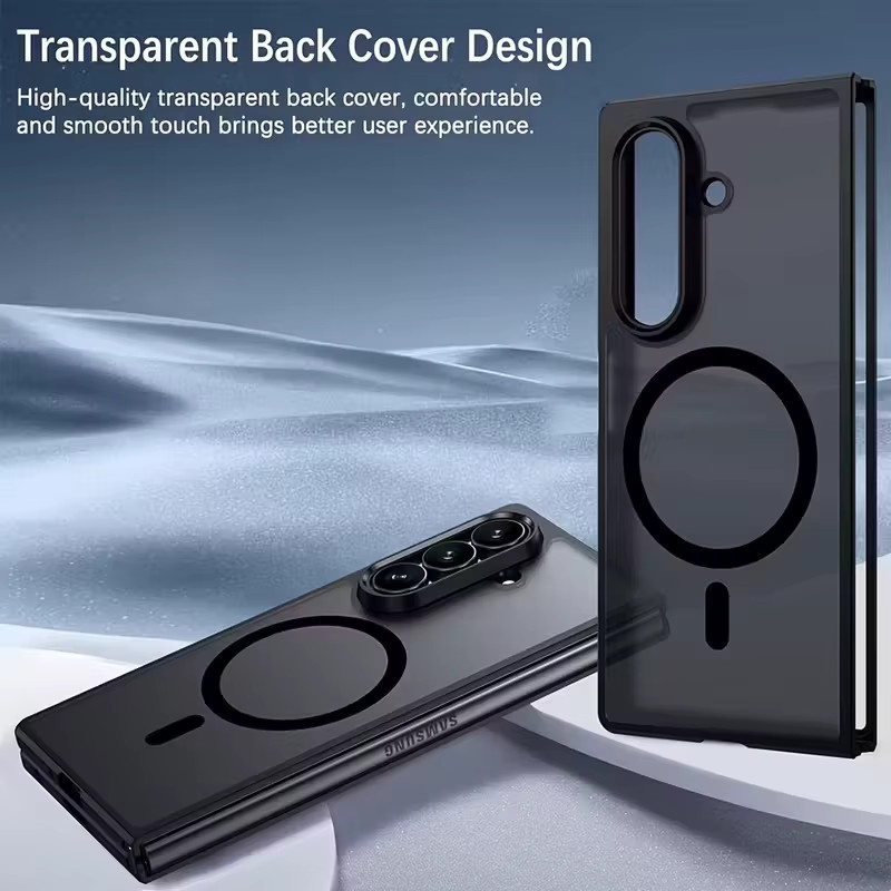 UYUXIO Matte magnetische Handyhülle für Samsung Galaxy Z Fold 7 in Schwarz und Transparent mit vollständiger Abdeckung - Bild 5