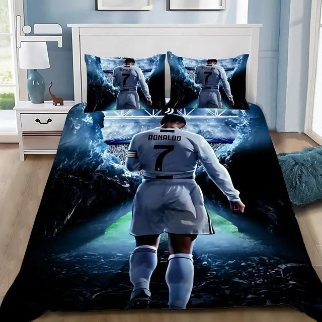 Bettwäscheset Fußball CR7 Ronaldo mit Bettbezug und Kissenbezügen in Blau, Material Mikrofaser, B/H: 245 x 210 cm - Bild 1
