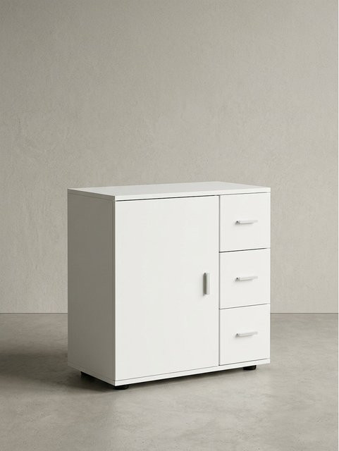 Badschrank KADIMA DESIGN Weiß mit Tür und Schubladen B/T/H: 60 x 33 x 65,5 cm - Bild 1