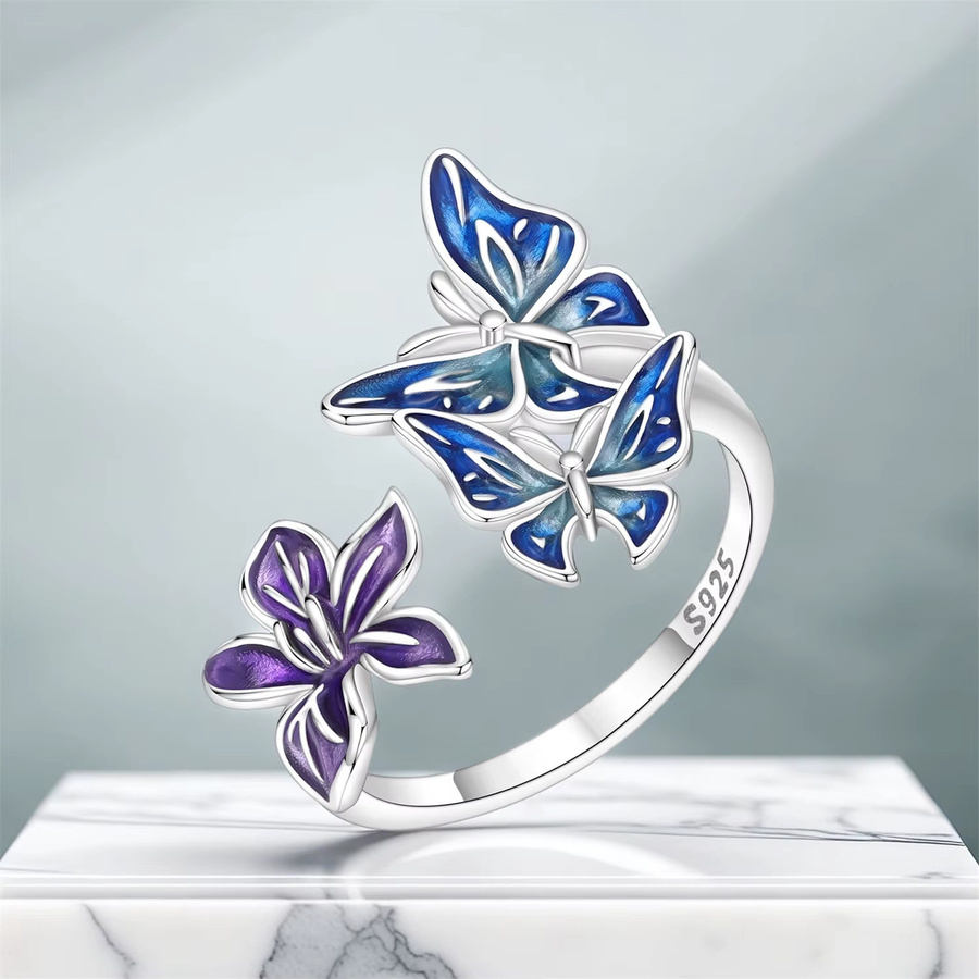 CYCUFF Öffnungsring, 925 Silber, Blauer Schmetterling, Damen - Bild 4