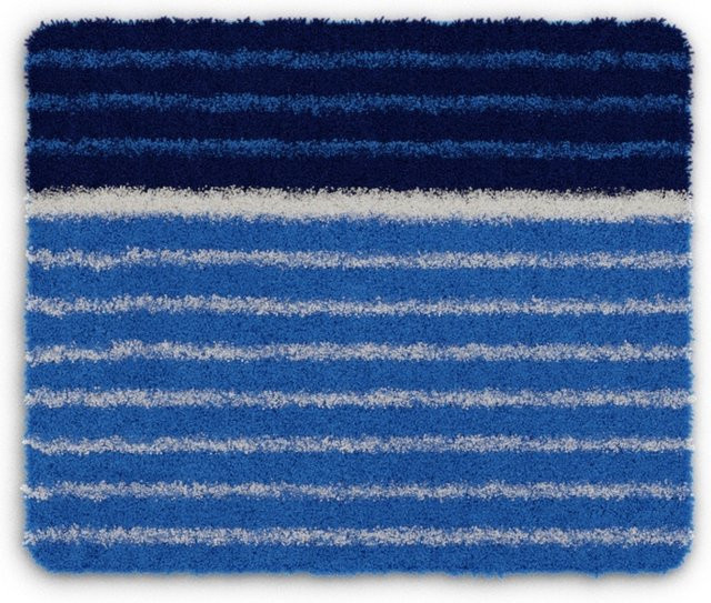 Badematte TANDEA blau gestreift modern aus Polyacryl, B/T: 50 x 60 cm - Bild 1
