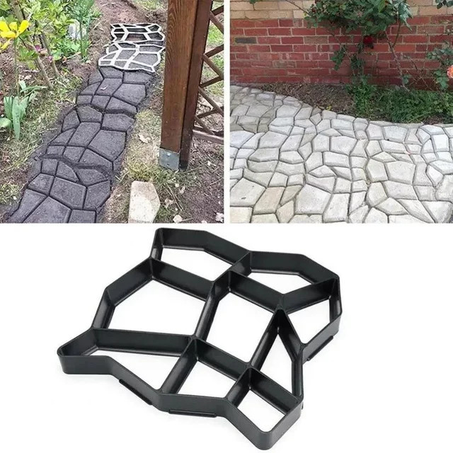 Geometrische Betonpflastersteine in Schwarz für Garten und Wege im Steinlook - Bild 1