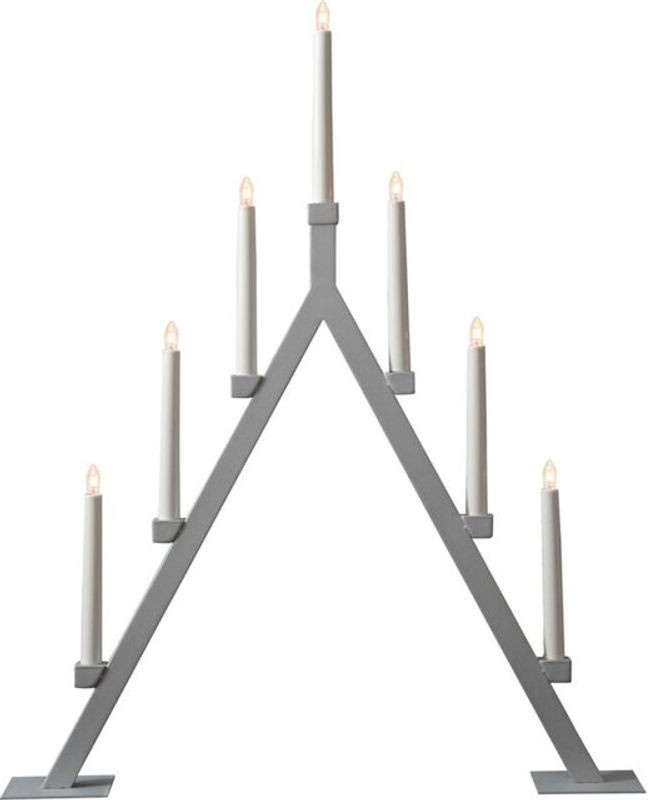 Star Trading LED Fensterleuchter Oliver, 7-flammig, Metall, Grau, B: 7,5 cm, H: 6,0 cm, T: 1,0 cm - Bild 1
