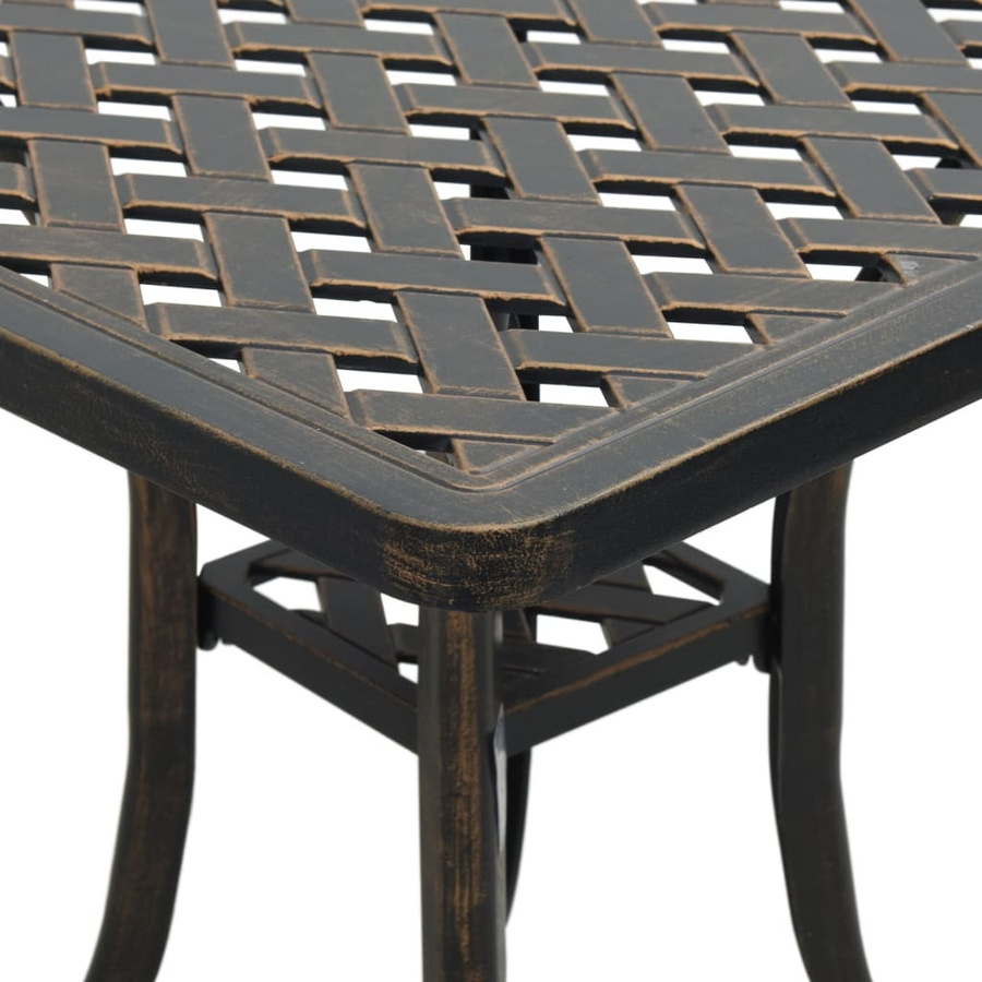 vidaXL Gartentisch aus Aluminiumguss in Bronze, quadratisch und UV-beständig, B/T/H: 53 x 53 x 53 cm - Bild 4