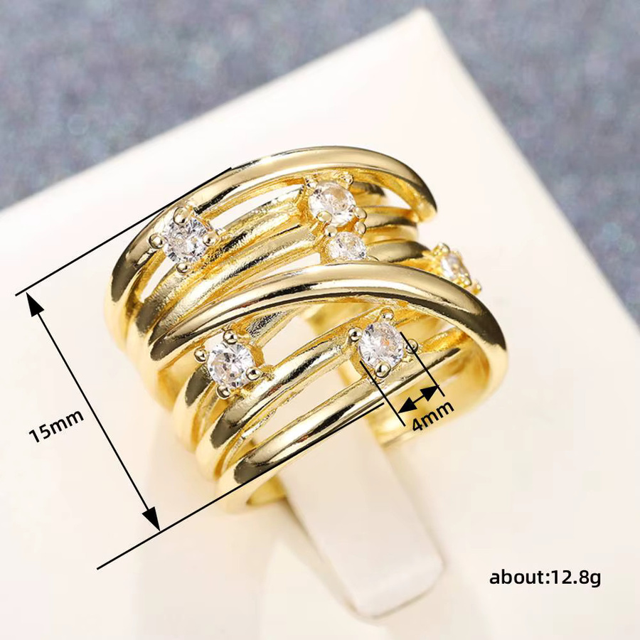 Huitan Damenring, Goldfarben, Kreuz-Design, Zirkonia - Bild 4