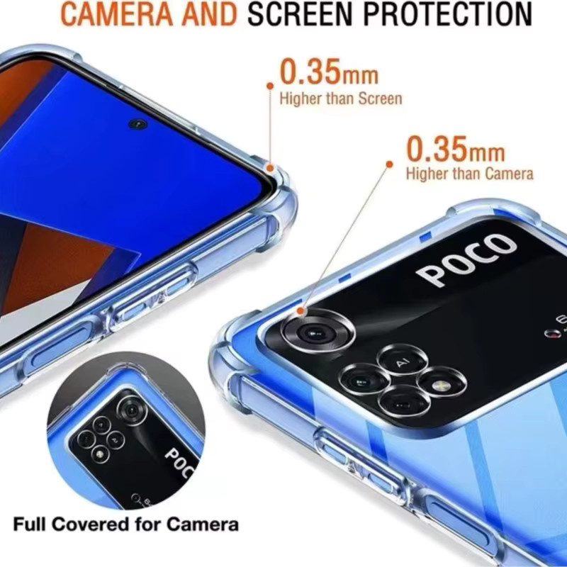 Transparente Silikon Schutzhülle mit Air-Bag Funktion für Xiaomi Poco M4 M5 M6 X3 X4 X5 X6 F3 F4 GT F5 Pro 5G C50 C51 C55 NFC kompatibel - Bild 3