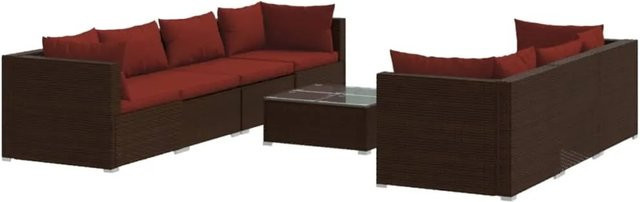 vidaXL 8-teiliges Garten-Lounge-Set aus Poly Rattan in Braun mit Kissen und Couchtisch - Bild 1