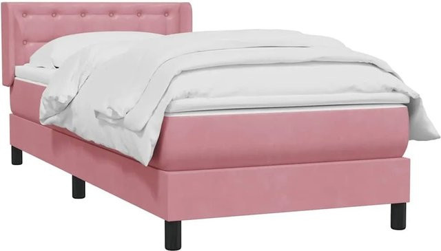 vidaXL Boxspringbett mit Matratze aus Samt in Rosa, B/T/H: 90 x 210 x 93 cm - Bild 1