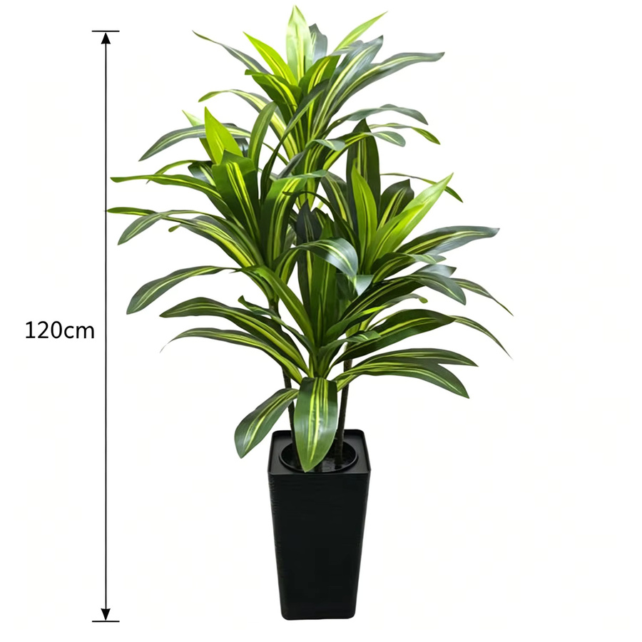 HiMISS Künstlicher Dracaena-Baum in Grün mit Topf, Höhe: 120 cm - Bild 4