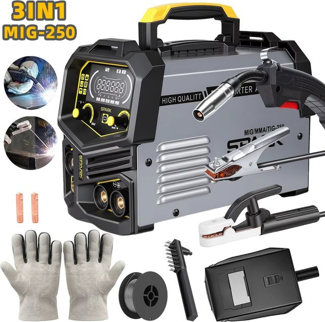 Betuyoo 3-in-1 Gasloses Schweißgerät MIG/MMA/Lift-TIG mit IGBT-Inverter-Technologie, 220V, 20-250A, tragbare Fülldrahtschweißmaschine mit LED-Digitalanzeige - Bild 1