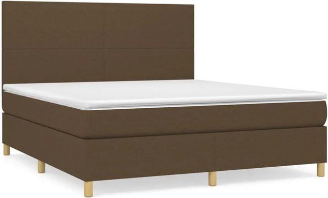 vidaXL Boxspringbett mit Matratze Dunkelbraun B/T/H: 180 x 200 x 128 cm aus Stoff - Bild 1