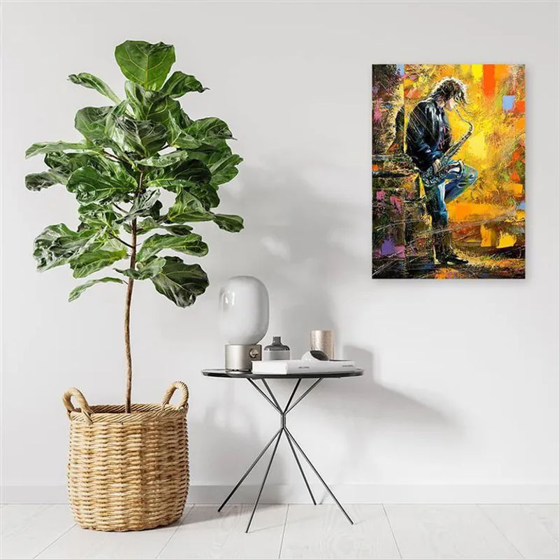 Feeby Leinwandbild Musiker mit Saxophon abstrakt mehrfarbig B/H: 40 x 60 cm - Bild 2