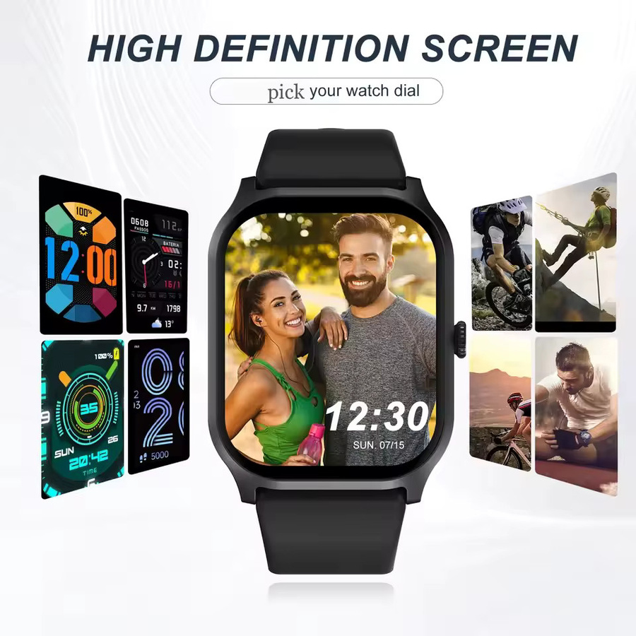 Ola Esporte HW12 Smartwatch für Damen und Herren in Schwarz mit Herzfrequenzmessung, Bluetooth-Anrufannahme und Gesundheitsüberwachung, kompatibel mit Android und iOS - Bild 3