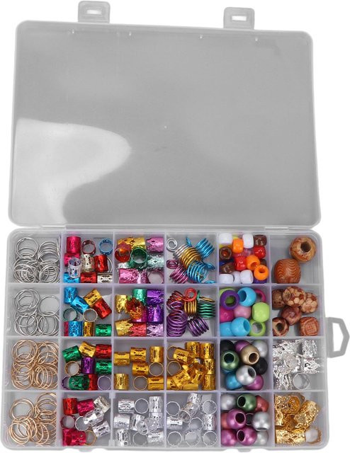 Koogeelife Haarspulen Dreadlocks Perlen, Holz und Legierung, Grau, 278 Stück - Bild 1