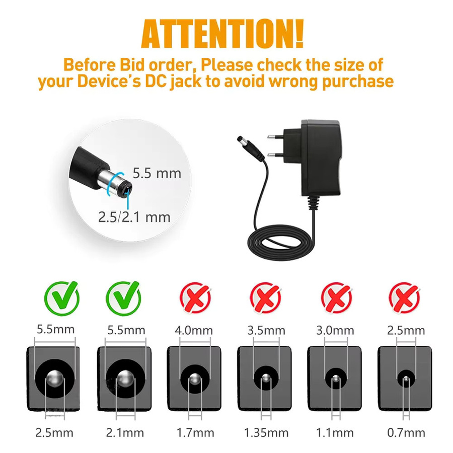 Aleaivy 12,6 V 1 A Lithium-Batterieladegerät für 18650 Akkus, schwarzes Wandladegerät mit DC 5,5 x 2,1 mm Stecker - Bild 3