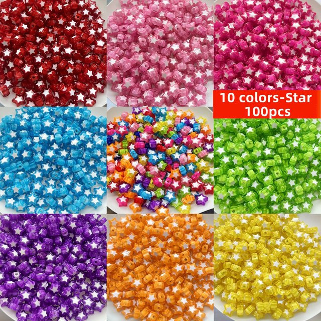 QYWCTZ Sternperlen Acryl, 9 mm, 10 Farben, 100 Stück - Bild 1