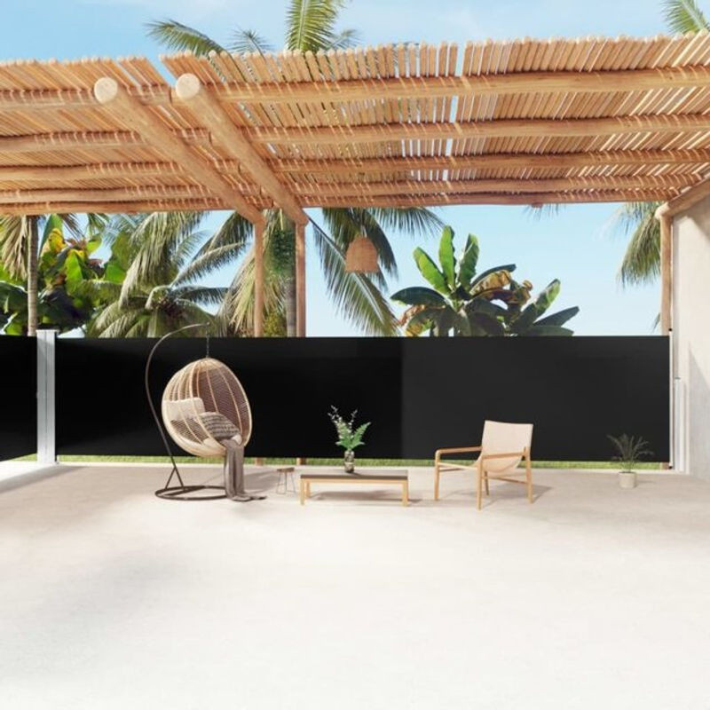 Vidaxl Ausziehbare Seitenmarkise aus Polyester und Aluminium in Schwarz B: 1200 cm, H: 160 cm - Bild 1